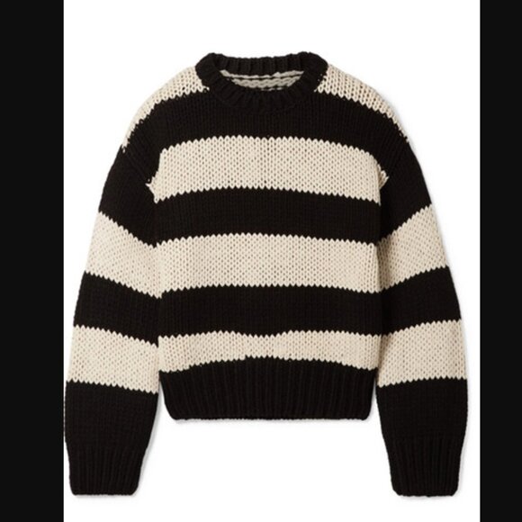 NWT RTA Griffith Oversized Striped Cotton-blend Sweater In Black - Picture 2 of 14